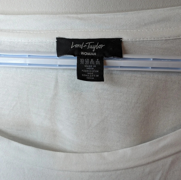 Lord & Taylor 100% Cotton White T Shirt Tasseled  Sleeves Women 2XL Plus Size - Picture 3 of 9